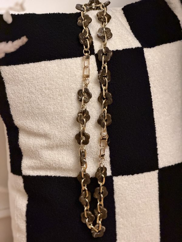 Ceinture de Shabbat chaine fleurs marrons et dorés