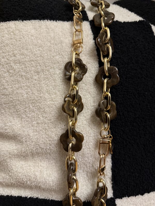 Ceinture de Shabbat chaine fleurs marrons et dorés