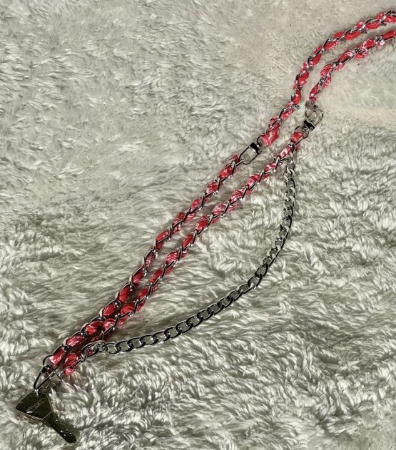 Ceinture de Shabbat  chaine bandana rouge  et gris