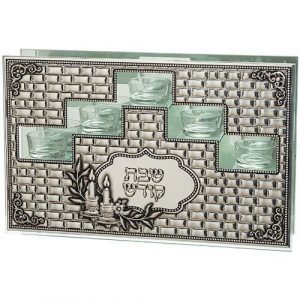 Bougeoir de Shabbat en verre pour 5 personnes