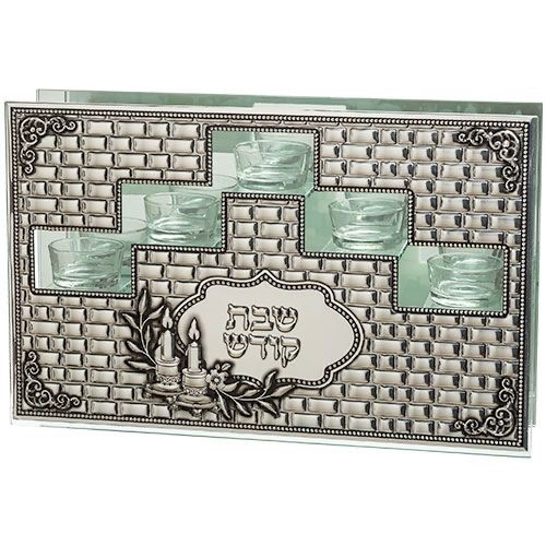 Bougeoir de Shabbat en verre pour 5 personnes