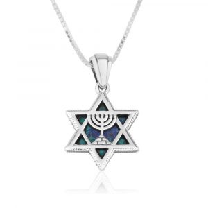 450P-047AZR-SL Pendentif Maguen David et Menorah argent et Azurite