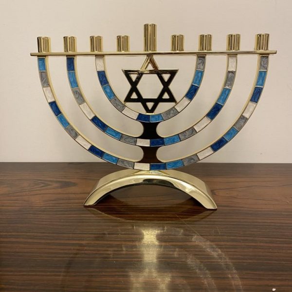 hanoukia Maguen David bleu doré