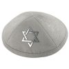Kipa grise avec plaque Maguen David