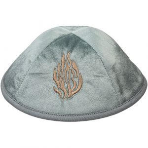 19311 Kipa Velours vert clair brodée flamme