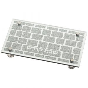 48010 Plateau en verre pour Bougeoirs de Shabbat