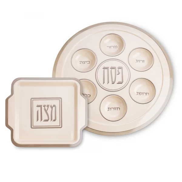 set plateau pour le seder et plat à matza en mélaminé