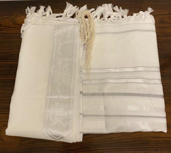 IMG_2810 Talith Coton Blanc et argent