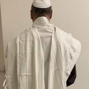 Talith Coton Blanc et argent 