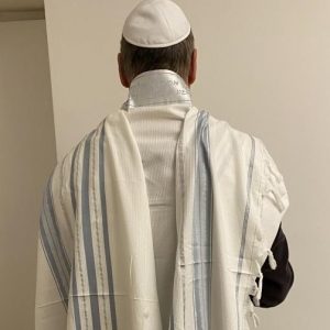 Talith Coton Bleu Ciel et Argent