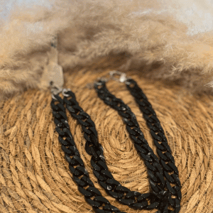 Ceinture de Shabbat Maille Noir Pour 2 clefs