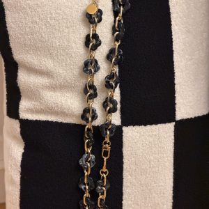 Ceinture de Shabbat chaine fleurs noir et doré