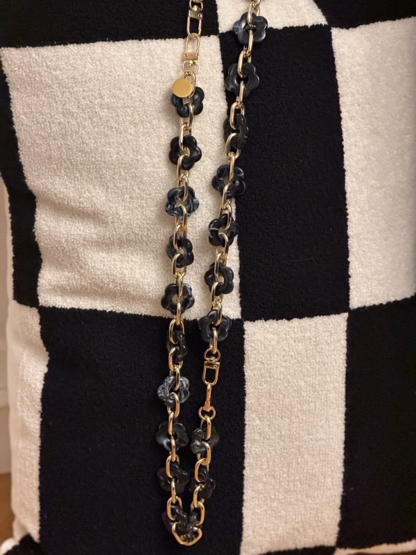 Ceinture de Shabbat chaine fleurs noir et doré