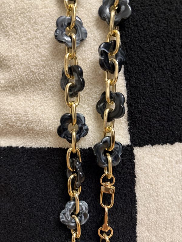 Ceinture de Shabbat chaine fleurs noir et doré