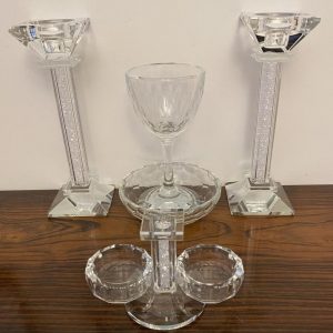 IMG_3069 COFFRET VERRE KIDOUCH SALIERE ET BOUGEOIR DE SHABBAT