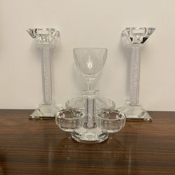 COFFRET VERRE KIDOUCH SALIERE ET BOUGEOIR DE SHABBAT