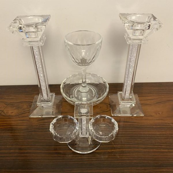 COFFRET VERRE KIDOUCH SALIERE ET BOUGEOIR DE SHABBAT