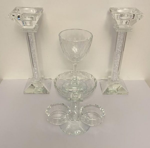 COFFRET VERRE KIDOUCH SALIERE ET BOUGEOIR DE SHABBAT