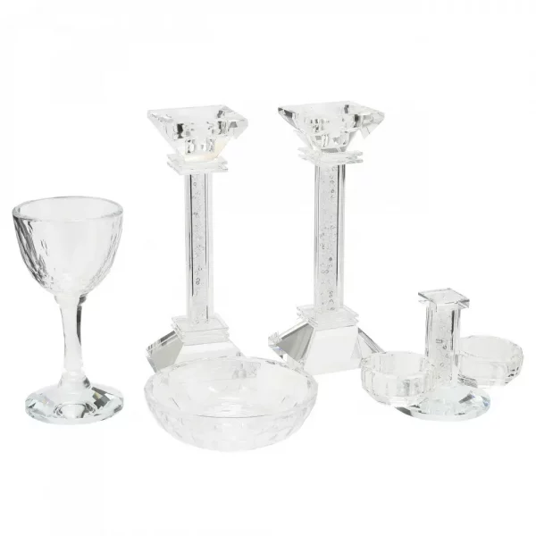 COFFRET VERRE KIDOUCH SALIERE ET BOUGEOIR DE SHABBAT