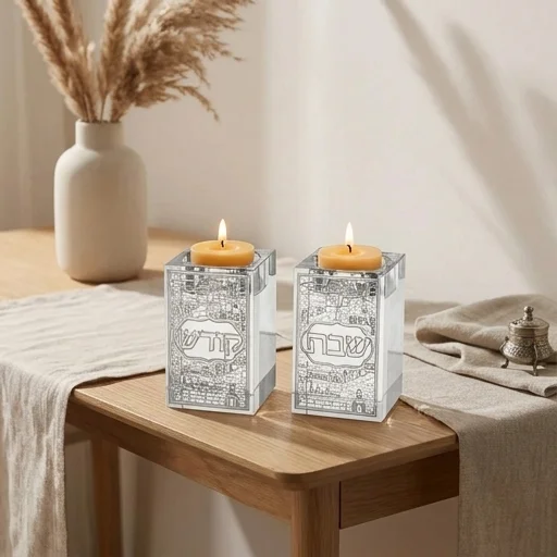 Bougeoir de Shabbat en Cristal