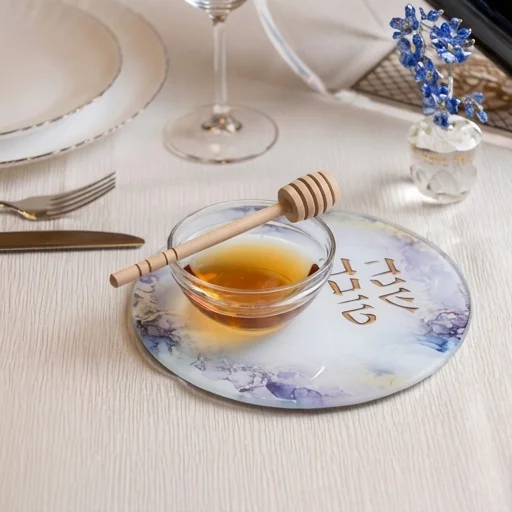 Assiette et coupelle pour le Miel avec cuillère en bois