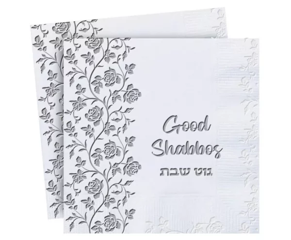 serviette shabbat shalom argenté.webp2 Serviettes en papier Shabbat Shalom