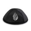 Kipa Velours noir avec plaque  argentée flamme Rabbi Nahman de Breslev