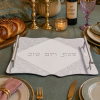 Plateau pour Shabbat en verre argenté Losange 