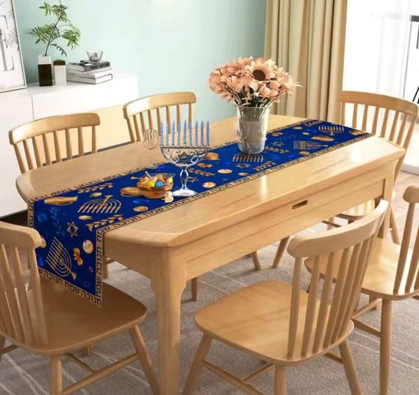 Chemin de table en lin Hanouka