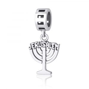 460HB-1050-SL Charms Argent Menorah jerusalem