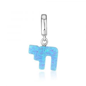 460HB-1053BOP-SL Charms Argent Haï opal bleu