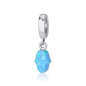 460HB-1057BOP-SL Charms Argent main bleue opal