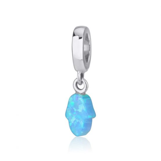 Charms Argent main bleue opal