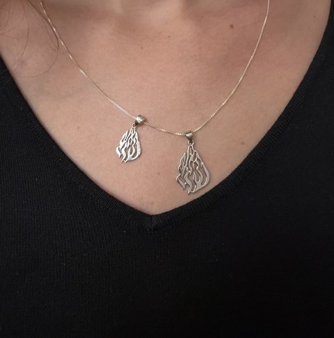 pendentif flamme Rabbi nahman de Breslev en  argent GM