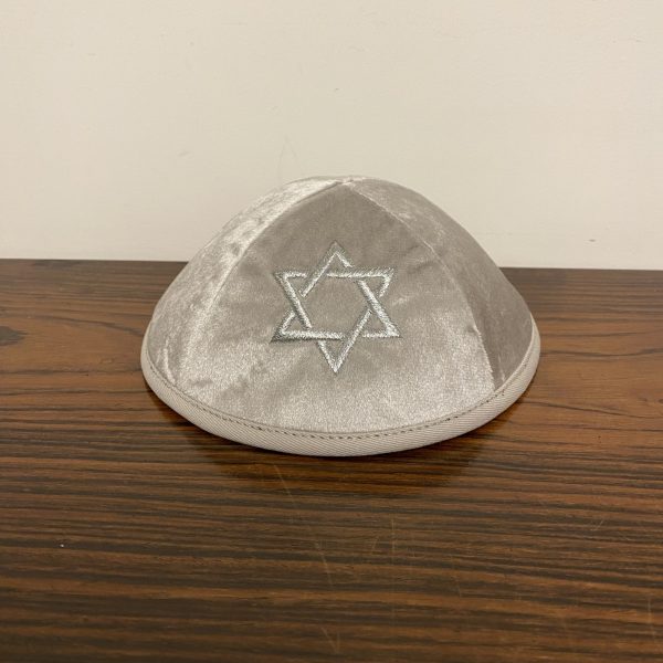 Kipa Velours Gris clair Maguen David 