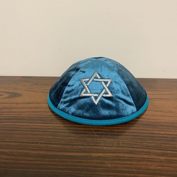 Kipa Velours vert brodée Maguen David 