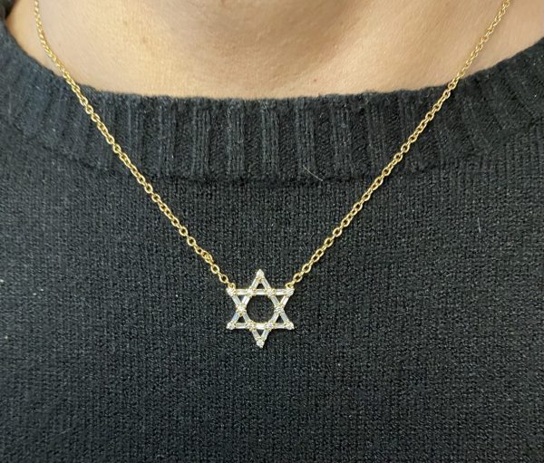 Collier Plaqué Or Maguen David et strass 