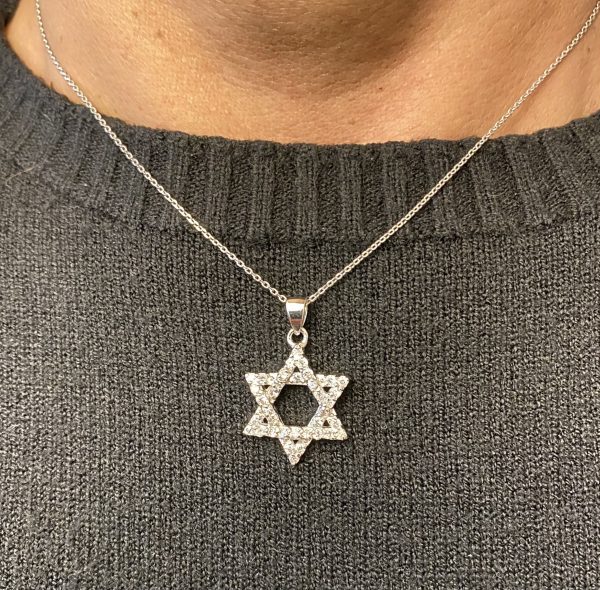 Collier Argent  Maguen David et strass 