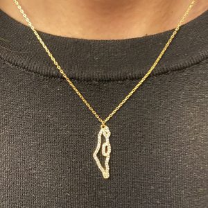 IMG_7045 Collier Plaqué Or carte d'Israël et strass