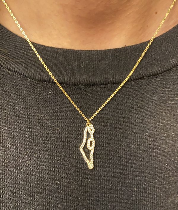 Collier Plaqué Or  carte d'Israël et strass 