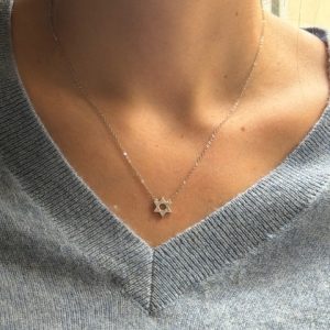 Collier Argent  Maguen David et strass 