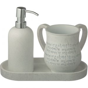 81165 Ensemble Keli Netilat Yadayim et distributeur de savon et plateau en Polyrésine