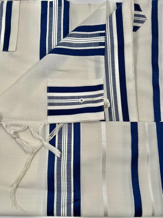 Talith Nid D’Abeille Bleu et Argent gros fils séfarade