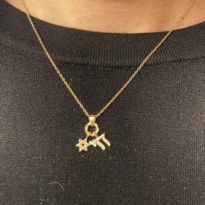 IMG_7054 Collier Plaqué Or Maguen David et Haï