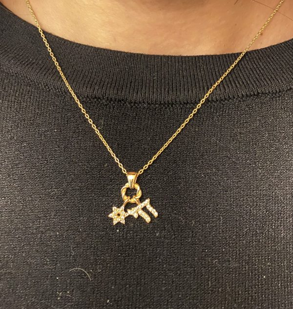Collier Plaqué Or Maguen David et Haï