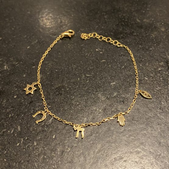 Bracelet P Or Maguen David Haï  œil  main fer à cheval