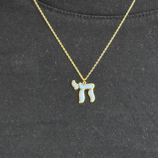 collier Haï P Or et email Bleu