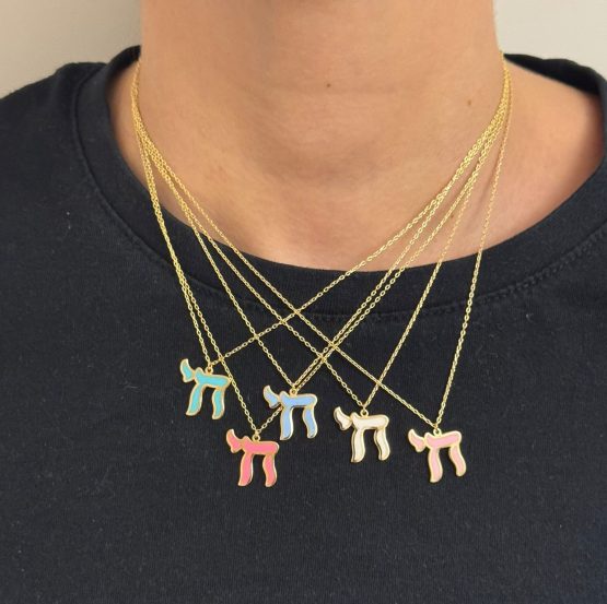 collier Haï P Or et email  blanc  – Image 3