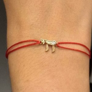 Bracelet Fil Rouge Coulissant Haï Plaqué Or  et strass