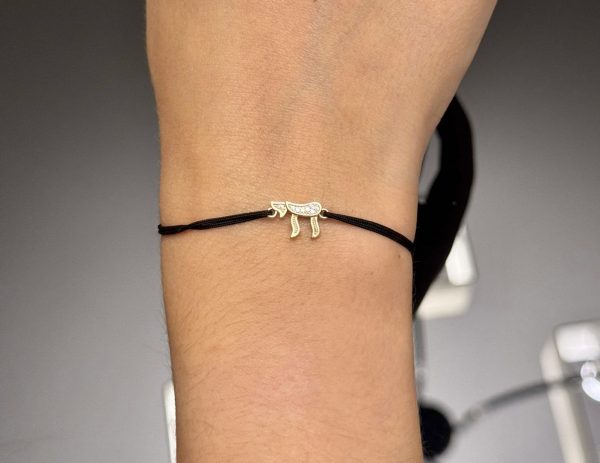 Bracelet Fil Noir Coulissant Haï Plaqué Or  et strass